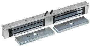 Электромагнитный замок сдвоенный IP67, 12V DC, 0,3 A, усилие 2*180 кг,  340x37x21 мм. 2200 г., офисный дизайн, планка в комплекте. -40°С…+40°С