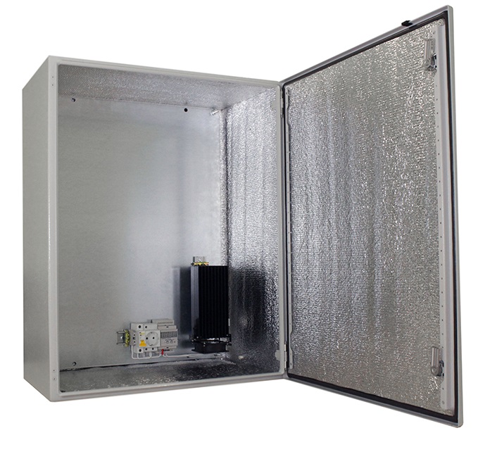 Термошкаф утепленный, с электрическим подогревом, от - 75°C до +60°C. IP66. 220 В АС. 400 х 300 х 150 мм. Мощность подогрева 75 Вт.