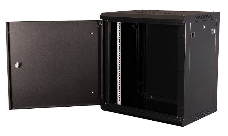 Шкаф 19" телекоммуникационный настенный, 12U 635х600х450 мм, дверь металл, черный