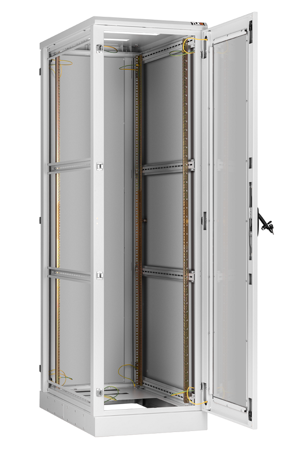 Напольный шкаф 19", 33U, стеклянная дверь, боковые цельнометаллические стенки и задняя дверь Ш800хВ1660хГ1000мм, в разобранном виде, серый