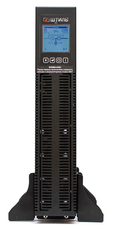 Источник бесперебойного питания в стойку, on-line (с двойным преобразованием), чистая синусоида, 3000 ВA (2700 Вт); U-вх.220 В; под внешние аккумуляторы, U-акб.72 В, I-заряд.8 А; ЖК-дисплей; выходные разъёмы - IEC-320-C13 (8 шт.); холодный старт, совместим с генератором; высота 2U; IP20, t-раб.+5...+40°C, 88х482х595 мм