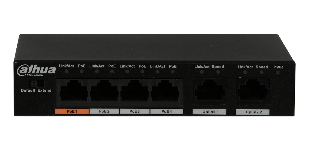 4 портовый РоЕ коммутатор неуправляемый; 4 порта x10/100 Base-T (Питание PoE) 2 порта x10/100 Base-T (Uplink); Мощность PoE портов: 1 ≤60Вт, порты: 2-4≤30Вт, Всего: ≤60Вт; IEEE802.3af/IEEE802.3at/Hi-PoE; Бюджет РОЕ: 60 Вт Питание :DC 48~57В; Размеры: 130мм×85мм×26мм;