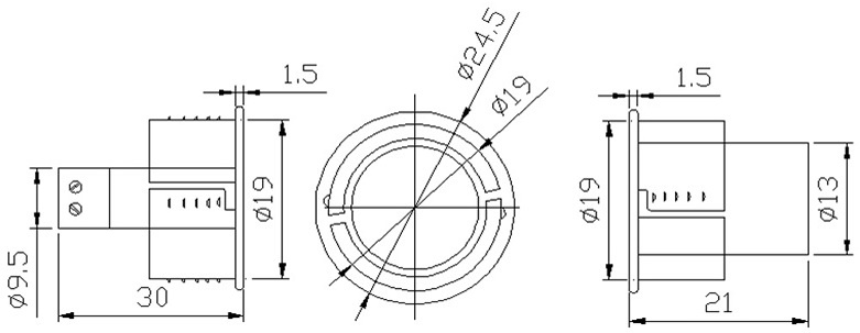 Магнитоконтактный датчик, НЗ, белый, врезной для металлических дверей, под винт, зазор 30 мм
