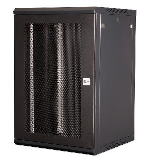 Шкаф 19" телекоммуникационный настенный, 18U 901х600х600 мм, дверь перфорация, черный