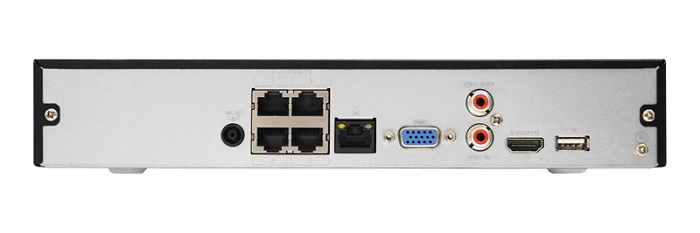 IP Видеорегистратор до 4х каналов с PoE (IEEE802.3at/af); 80 Мбит/с; разрешение записи до 6Мп; H.265/H.264/MJPEG; 1 SATA порт 6Tб
