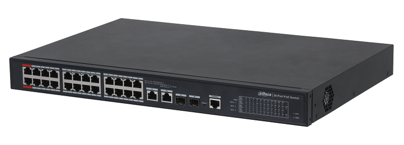 24-портовый управляемый коммутатор с РоЕ, уровень L2, Порты: 24 RJ45 10/100Мбит/с; IEEE802.3af/IEEE802.3at/Hi-PoE/IEEE802.3bt; 2 комбинированных SFP/RJ45 10/100/1000Мбит/с (uplink); мощность PoE: порты 1~2 до 90Вт, порты 3~24 до 30Вт, суммарно до 240Вт; PoE watchdog; 100~240В(AC)