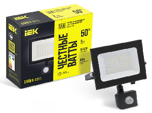 Прожектор СДО 06-50Д светодиодный черный с ДД IP54 6500K