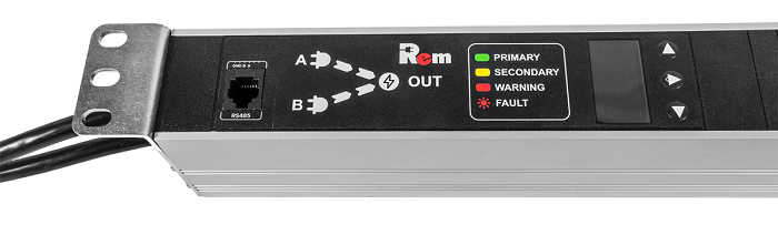 Блок розеток Rem-16 с АВР, 16A, 4xSchuko, подключение к контроллеру R-2MC по Modbus, 2 шнура 1,8м