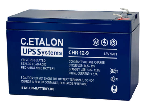 Аккумулятор 9 А/ч 12В, 151х65х100 мм, вес 2,35 кг, 