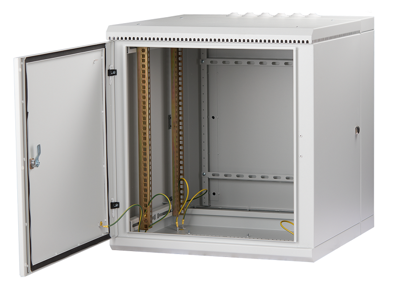 Настенный двухсекционный&nbsp;&nbsp;шкаф 19", 15U, металлическая дверь, промышленный, степень защиты IP55, Ш600хВ771хГ600мм, серый.