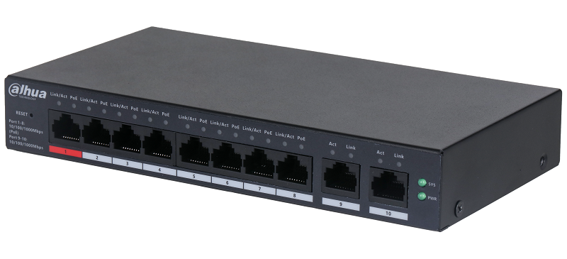 8-портовый гигабитный PoE коммутатор с функцией облачного управления, Порты: 8 RJ45 10/100/1000Мбит/с (PoE/PoE+/Hi-PoE), 2 RJ45 10/100/1000Мбит/с (uplink); мощность PoE: порт 1 до 60Вт, порты 2~4 до 30Вт, суммарно до 60Вт; PoE watchdog, передача до 250м; питание: 54В(DC)