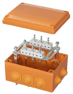 Коробка пластиковая FS с кабельными вводами и клеммниками, IP55, 240х190х90 мм, 8р, 450V, 32A, 10 мм2, нерж.контакт