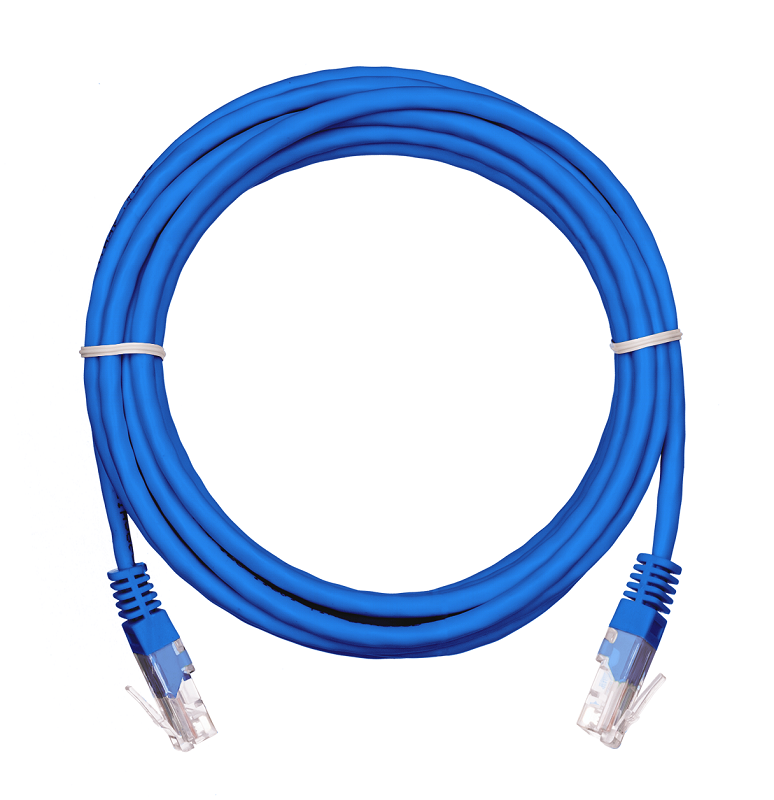 Коммутационный шнур U/UTP 4 пары, Кат.5е (Класс D), 100МГц, 2хRJ45/8P8C, T568B, заливной, многожильный, BC (чистая медь), PVC нг(B), синий, 0,5м, уп-ка 10шт.
