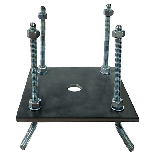 Наклонная стойка (150 град.) для установки считывателя, высота 1270 мм, труба 30х60 мм, защитный кожух 150х250 мм с диэлектрической пластиной, основание 180х180 мм, электрический клеммник, закладная пластина для бетонирования + комплект оцинкованного крепежа