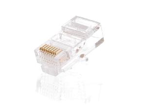 Коннектор RJ45/8P8C под витую пару, Кат.5e (Класс D), 100МГц, покрытие 3мкд, универсальные ножи, неэкранированный