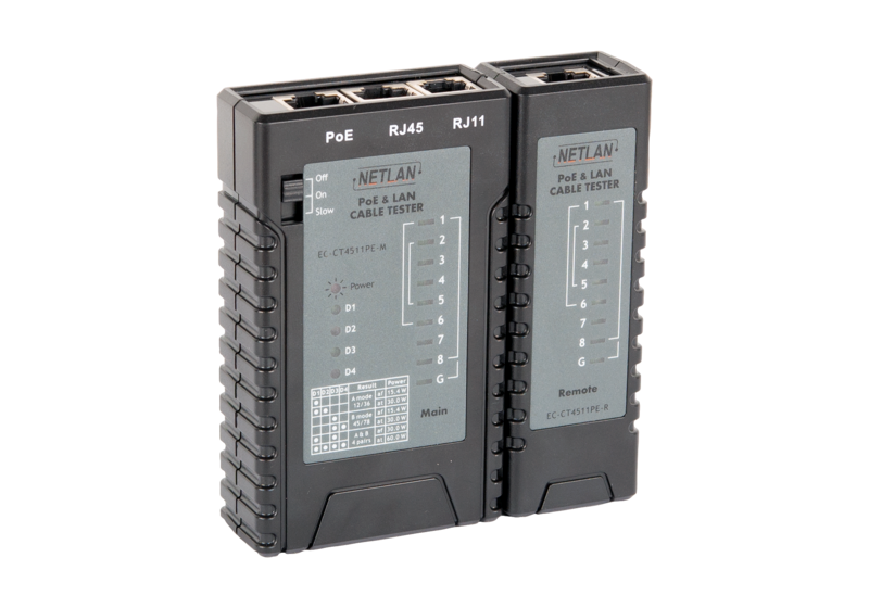 EC-CT4511PE - Кабельный тестер, UTP/STP, RJ45, RJ12, RJ11, с функцией определения PoE Кабельный тестер, UTP/STP, RJ45, RJ12, RJ11, с функцией определения PoE