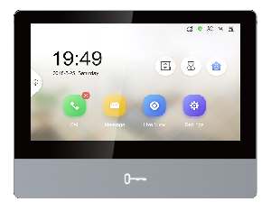 IP видеодомофон с WI-FI, 7" цветной IPS экран с разрешением 1024*600; сенсорные кнопки; встроенные микрофон и динамик; слот для TF карты до 128Гб; тревожные входы/выходы 8/2; 1 RS-485; 1 RJ-45 10M/100M Ethernet;  Wi-Fi 802.11 b/g/n, TCP/IP, SIP, RTSP; DC12В/PoE; 10Вт; -10 °C...+55°C; размер 180 × 140 × 22.4 мм; Вес: 355г;