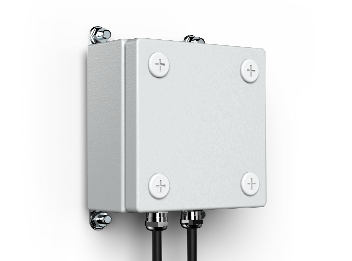 Коробка распределительная из листовой стали 1,2мм (грунтовка, порошковое покрытие) для коммутации цепей питания и линий связи. Два гермоввода под кабель 6-10мм. -60°÷ +70°С. IP66. 150х150х78мм