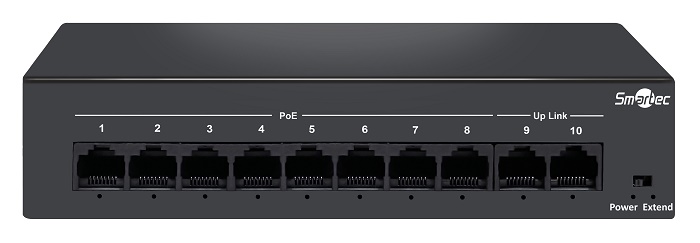 Неуправляемый коммутатор, 8 RJ-45 POE портов (10/100 Мбит/с), 2 RJ-45 Uplink порта (10/100 Мбит/с), бюджет на порт до 30 Вт, общий бюджет до 90Вт.