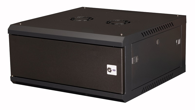 Шкаф 19" телекоммуникационный настенный, 4U 280х600х600 мм, дверь металл, черный