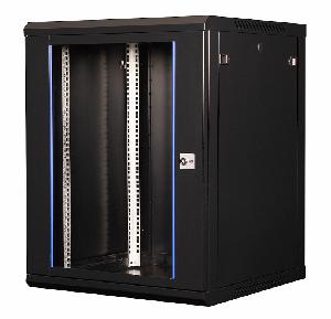 Шкаф 19" телекоммуникационный настенный, 15U 769х600х600 мм, дверь стекло, черный
