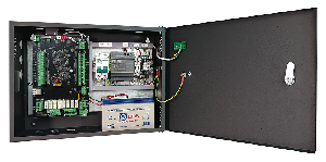 Специализированный шкаф для одного контроллера серии AAM-LAN, с установленным внутри источником питания, с замком и датчиком вскрытия корпуса.