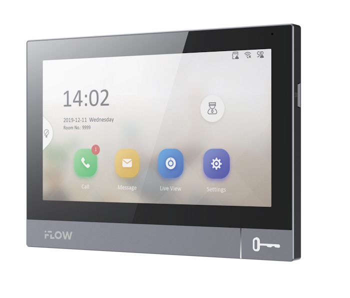 IP видеодомофон с Wi-Fi, Сенсорный 7" цветной IPS LCD экран с разрешением 1024*600; встроенные микрофон и динамик; слот для TF карты до 128Гб; Wi-Fi 802.11b/g/n; 1 RJ-45 10M/100M Ethernet; 1 RS-485; 1 физическая кнопка, тревожные входы/выходы 8/0, 4 реле, 1 выход питания (макс. 12 В постоянного тока 0.5 А), 1 RS-485; -10 °C...+50°C; DC12В/PoE, размер 180.4 × 128.4 × 21.8 мм, Вес: 420 г.