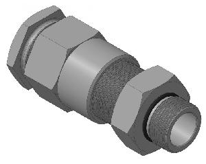 Кабельный ввод для бронированного кабеля с двойным уплотнением резьбой М25х1,5 мм, внешним диаметром кабеля D=21-25 мм и проходным диаметром кабеля d=12-16 мм