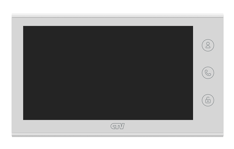 Монитор видеодомофона с 7" IPS дисплеем, системой управления Easy buttons, поддержка форматов AHD, TVI, CVI и CVBS с разрешением 1080p/720p/960H, встроенный модуль Wi-Fi, поддержка P2P,  моб устройств с ОС Android, iOS. ПО CTV HOME, автоответчик, встроенный ист. пит.
