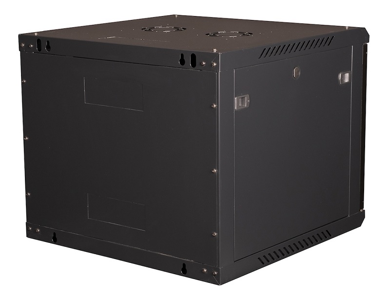 Шкаф 19" телекоммуникационный настенный, 9U 501х600х600 мм, дверь стекло, черный