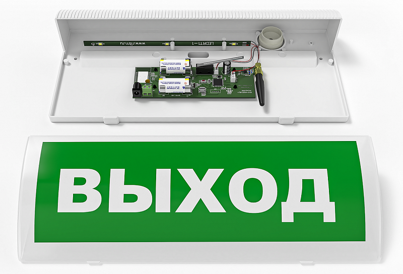 Оповещатель световой/звуковой радиоканальный «Табло ВЫХОД» 433 МГц