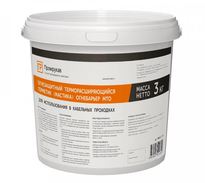 Герметик - мастика огнезащитный терморасширяющийся "Огнебарьер" МТО 3 кг
