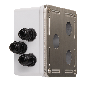 Индустриальный корпус настенной розетки 3 порта, под индустриальные модули-вставки, IP67, с герметичными вводами, металлик