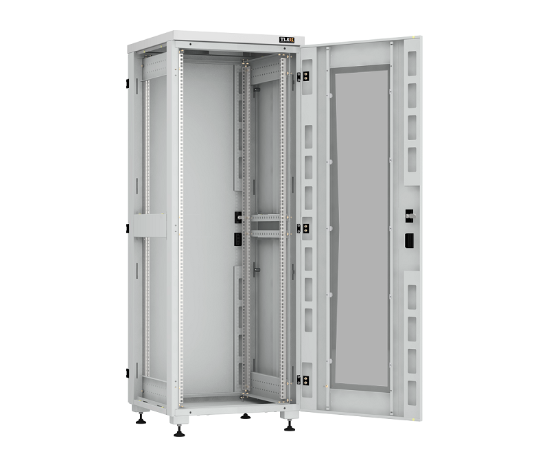 Напольный шкаф серии 19", 33U, стеклянная дверь, цельнометаллические двухуровневые стенки и задняя дверь, Ш600х1641хГ600мм, в разобранном виде, серый