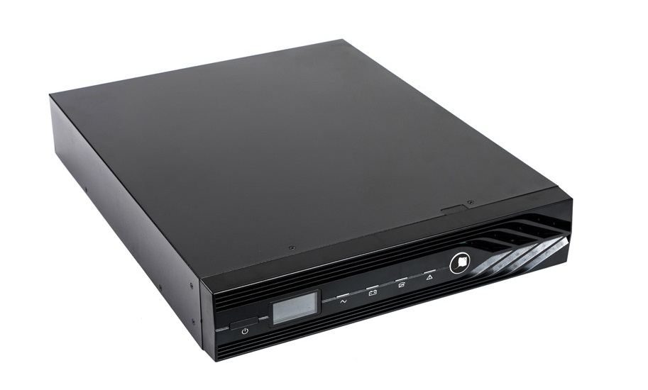 Источник бесперебойного питания 220В, 2000ВА (1800 Вт) On-Line, синусоидальная форма выходного напряжения, световая и звуковая индикация режимов работы, ЖК дисплей. Встроенный АКБ 9Ач, 4 шт, время резерва 3 мин. Корпус под 19" шкаф, высота 2U или настольная установка.