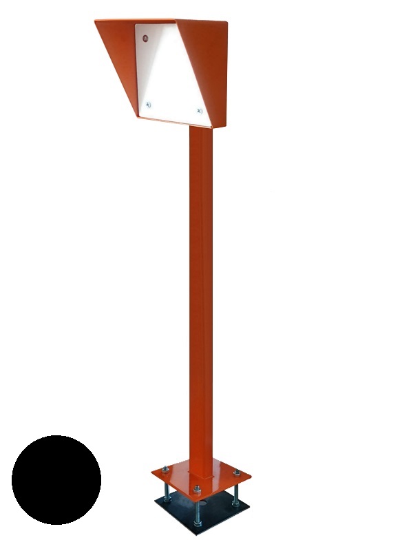 Прямая стойка для считывателя, высота 1270 мм, труба 30х60 мм, защитный кожух 150х150мм с диэлектрической пластиной, основание 180х180 мм, электрический клеммник, закладная пластина для бетонирования + комплект оцинкованного крепежа