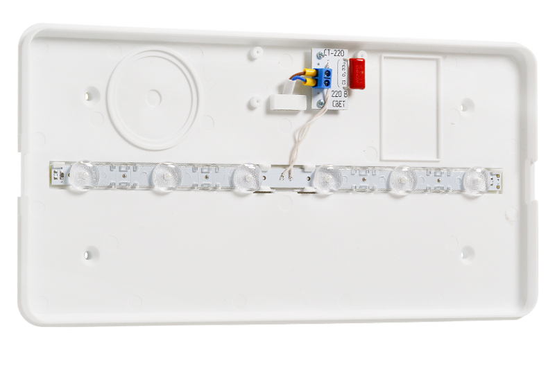 Световой указатель «Выход», 220В, IP52, 0,7ВА, -30..+55°С, 300х150х34мм, 0.3кг