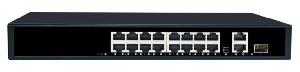 Коммутатор неуправляемый, 16*10/100Мбит/с PoE (af/at), 2*10/100/1000Мбит/с RJ45, 1*100/1000Мбит/с SFP, DC52V/4.8A, PoE бюджет 250W
