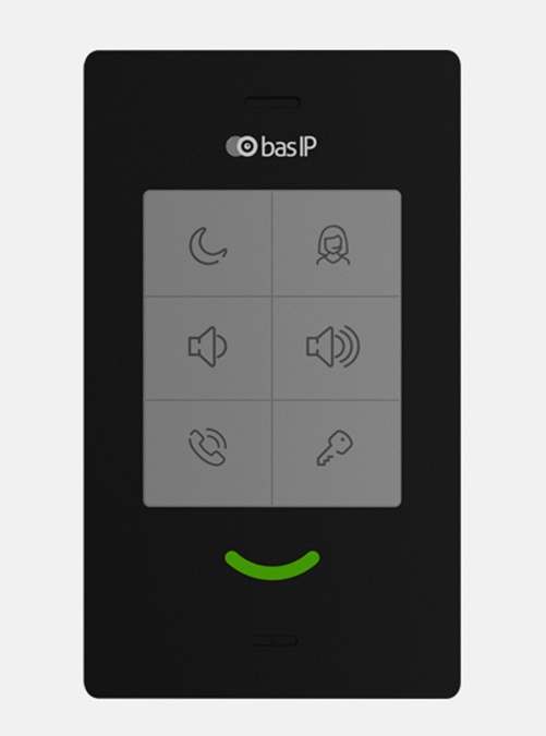 Абонентское IP аудио устройство. Wi-Fi: 2,4 ГГц (IEEE 802.11n). Поддержка SIP, P2P, внутреннего протокола BAS-IP, кнопка для быстрого вызова консьержа, кнопка открытия замка, кнопка режима "Не беспокоить", электронная регулировка громкости, трехцветный световой индикатор состояния и режимов работы устройства. Возможность подключения кнопки звонка. Питание: PoE IEEE 802.3af и +12В. 183×105×28 мм.