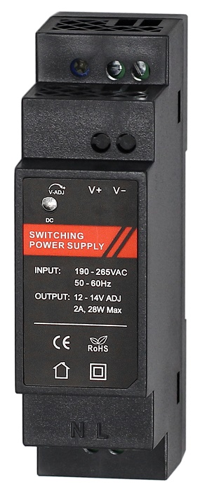 Блок питания 12 VDC/ 2 A, крепление на DIN-рейку, черный