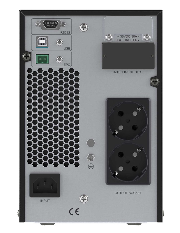 Онлайн ИБП ДКС серии Small Tower, 1000 ВА/900 Вт, 1/1, 2xSchuko, EPO, USB, RS-232, RJ45,  з/у 1А, 3x7Ач