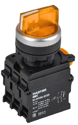Переключатель с подсветкой 3 полож. 2NO жёлтый MASTER IEK