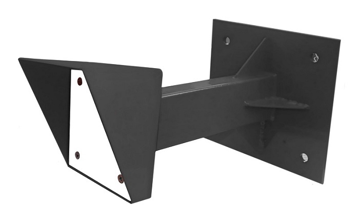 Настенная стойка для считывателя, вынос от стены - 30 см, труба 30х60 мм, защитный кожух 150х250мм с диэлектрической пластиной, электрический клеммник, 4 усиливающие косынки