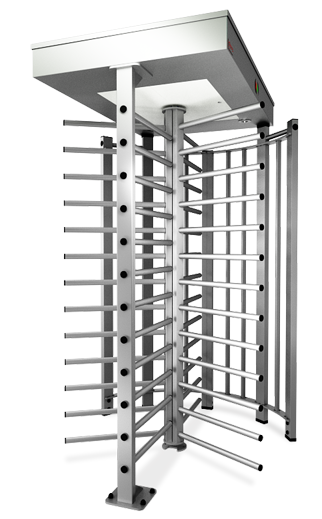 Моторизованный полноростовой турникет, корпус из нержавеющей стали; Яркое светодиодное табло; Пульт д/у (металлический корпус) с кабелем