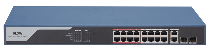 Коммутатор L2, Смарт-управляемый, 16 портов 10/100M RJ45 PoE, 1 uplink порт 1000М RJ45 1 гигабитный комбо-порт, 802.3af/at, бюджет питания PoE 230 Вт, поддержка режима передачи до 300м,10Мб/с, CAT6; защита от перенапряжения 6 кВ; Поддержка унифицированного управления топологией, облачное управление, монтаж в стойку