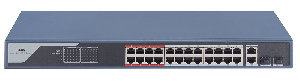 Коммутатор L2, Смарт-управляемый, 24 порта 10/100M RJ45 PoE, 2 гигабитных комбо-порта, 802.3af/at, бюджет мощности PoE 370 Вт, поддержка режима передачи до 300м,10Мб/с, CAT6; защита от перенапряжения 6 кВ; Поддержка унифицированного управления топологией, облачное управление, монтаж в стойку