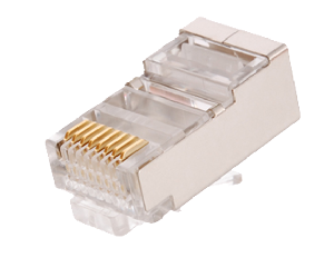 RJ45/8P8C Коннектор под витую пару, Кат.5e (Класс D), 100МГц, покрытие 3мкд, универсальные ножи, экранированный, уп-ка 100шт.