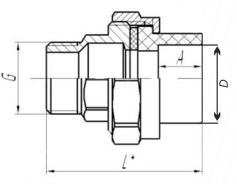 Муфта комбинир. раз. растр. ПП D50-1 1/2"НР