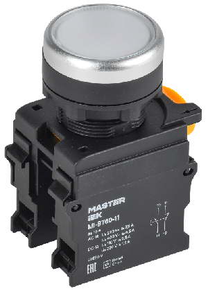 Кнопка d=22мм 1NO+1NC белая MASTER IEK