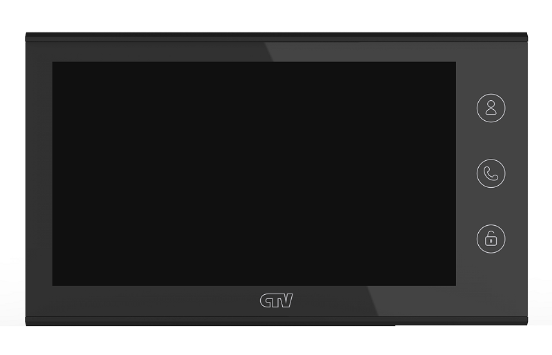 Монитор видеодомофона с 7" IPS дисплеем, системой управления Easy buttons, поддержка форматов AHD, TVI, CVI и CVBS с разрешением 1080p/720p/960H, встроенный модуль Wi-Fi, поддержка P2P,  моб устройств с ОС Android, iOS. ПО CTV HOME, автоответчик, встроенный ист. пит.